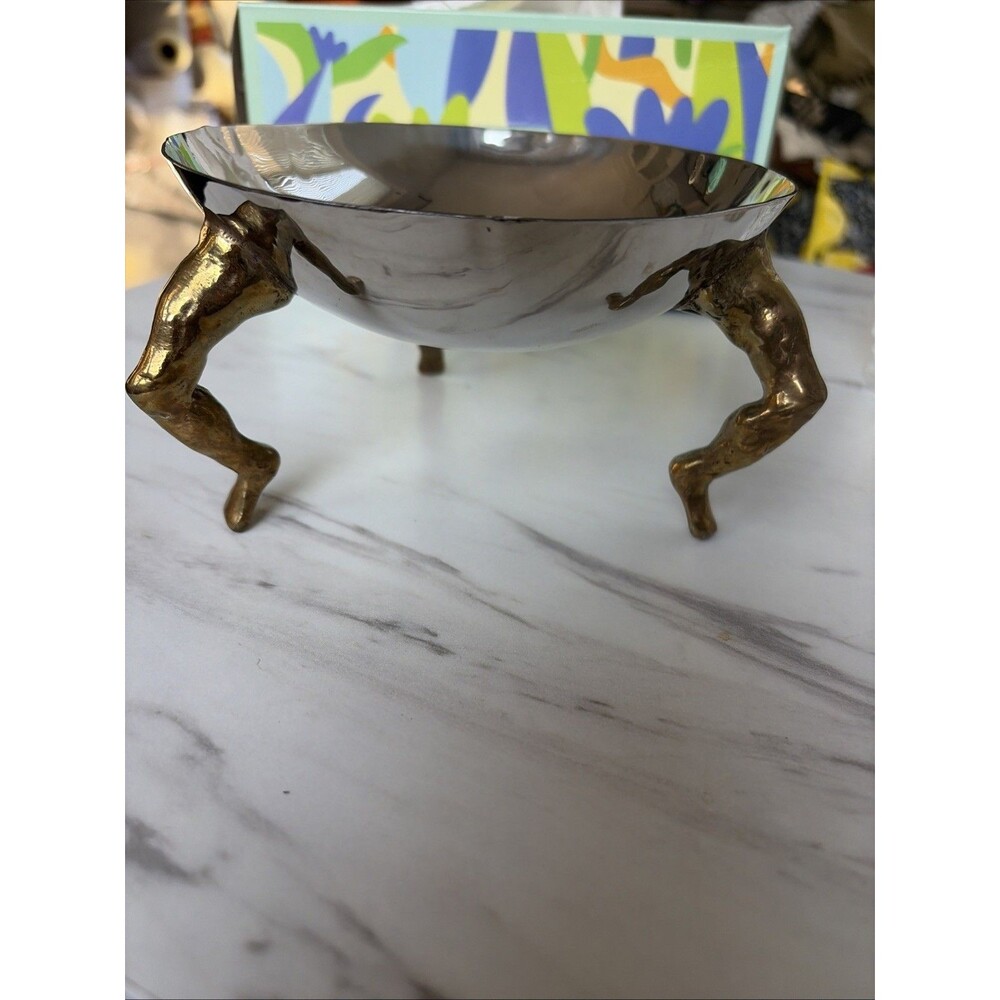 Rare Michael Aram 3 Leg Bowl HTF Brass Legs - Picture 2 of 9
